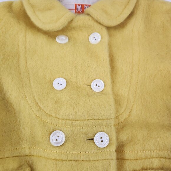 Vintage May May Baby Winter Coat Yellow Wool 18 Months - Picture 3 of 10
